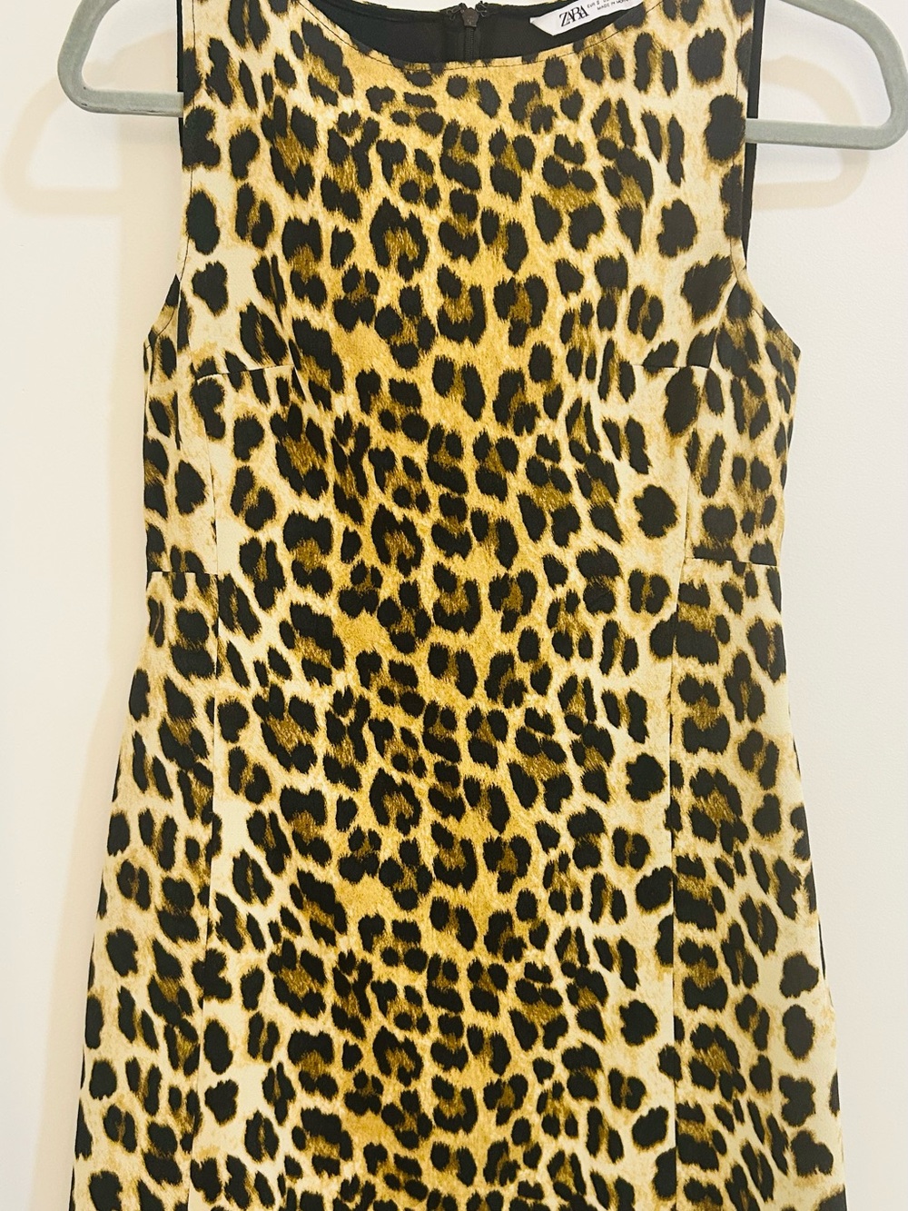 Zara Sleeveless Leopard-Print Mini Dress in Beige, Brown & Black - Picture 3 of 4